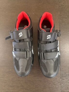 Peloton Black Cycling Shoes with Red Interior
